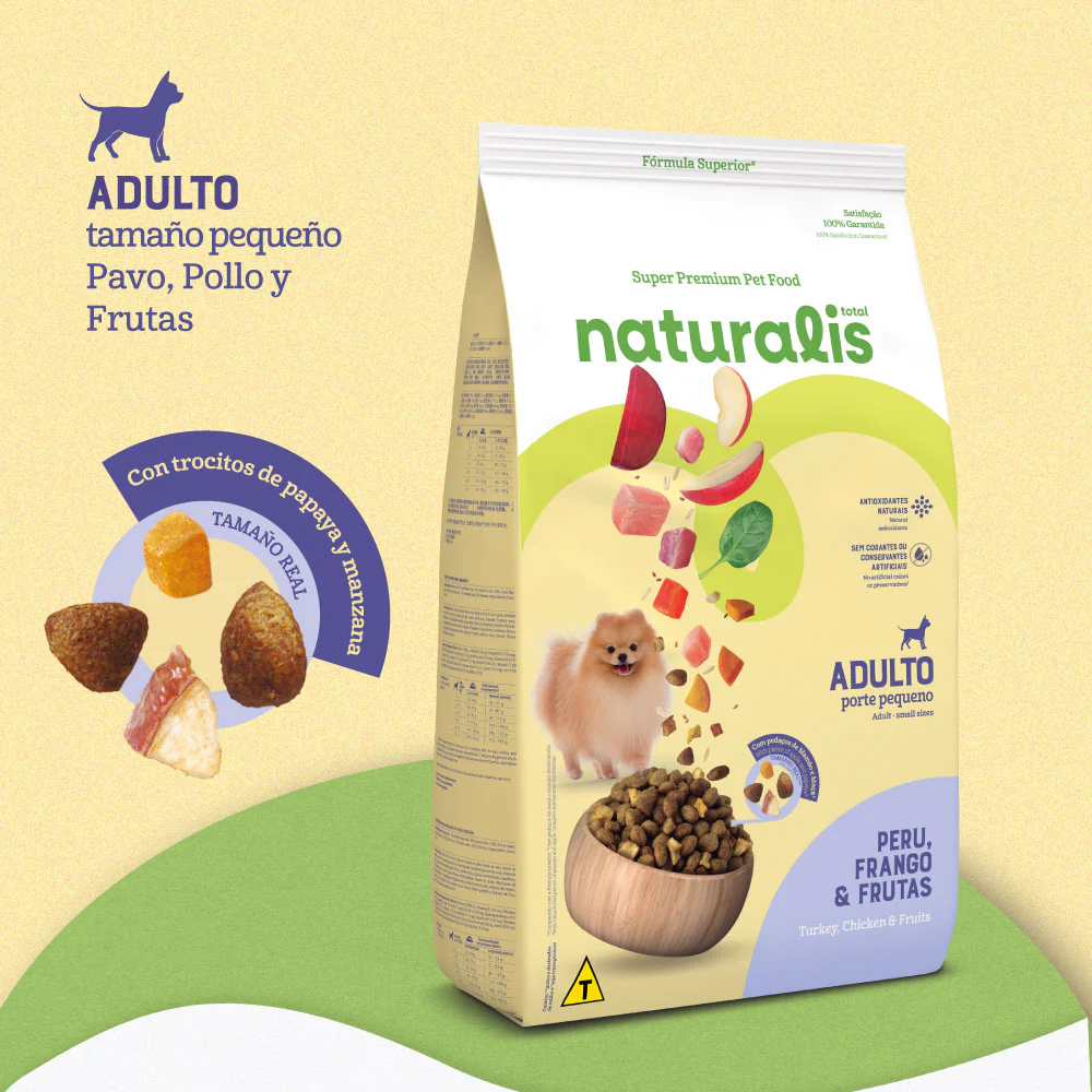 Naturalis Comida para Perro Adulto Raza Pequeña Pollo, Pavo y Frutas - Image 2
