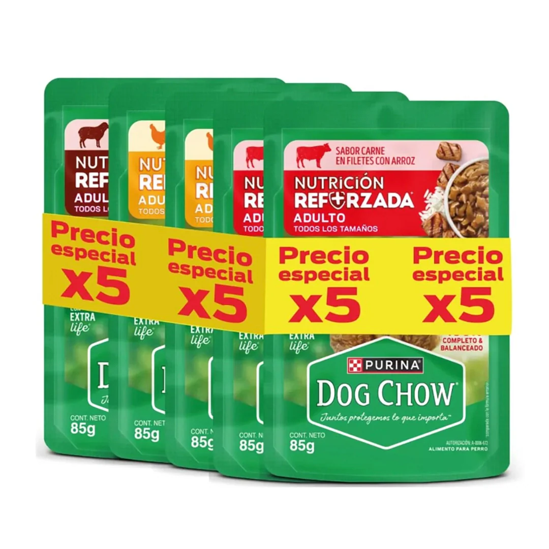 Purina® Dog Chow® Comida Húmeda para Perro Multipack 5 x 85 gr
