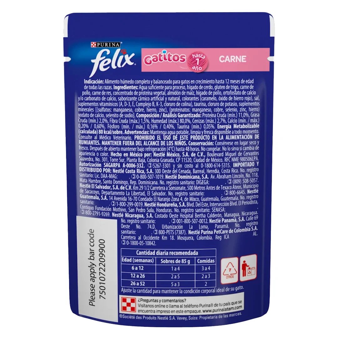 Purina® Felix® Comida Húmeda para Gatitos Carne x 85 gr - Image 2