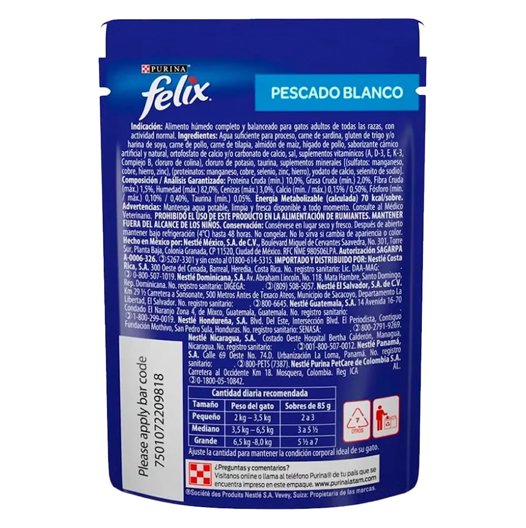 Purina® Felix® Comida Húmeda para Gatos Pescado Blanco x 85 gr - Image 2