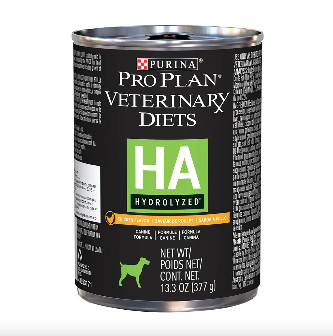Purina® Pro Plan® Comida Húmeda Canine Veterinary Diets HA Hipersensibilidad Alimentaria x 377 gr